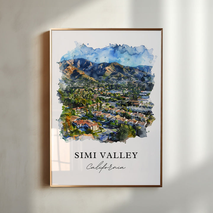 Simi Valley Wall Art, Simi Valley Print, Simi Valley CA Watercolor, Ventura County CA Gift,