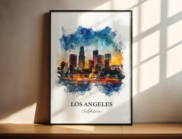 Los Angeles Wall Art, Los Angeles Print, Los Angeles Watercolor Art, LA Gift, Travel Print, Travel Poster, Housewarming Gift
