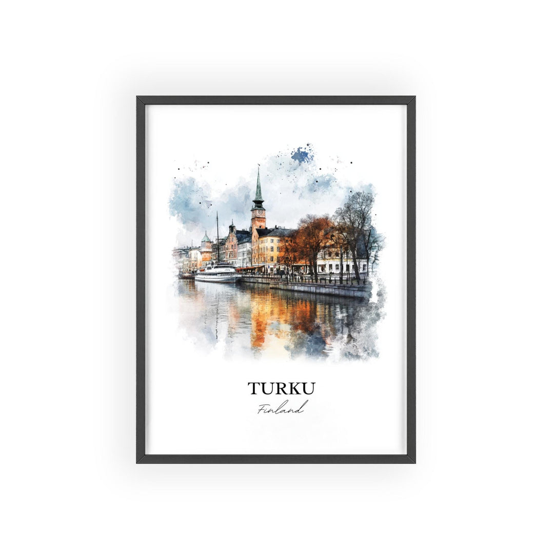 Turku Wall Art, Turku Print, Finland Watercolor Art, Turku Finland Gift, Aura River Travel Print, Travel Poster, Housewarming Gift