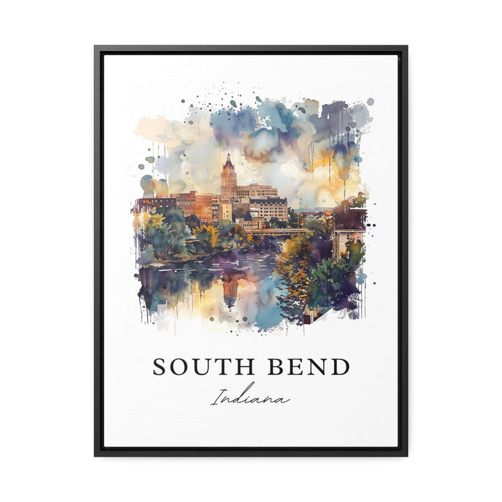 South Bend Wall Art, South Bend Print, South Bend IN Watercolor Art, Notre Dame Univ Gift,