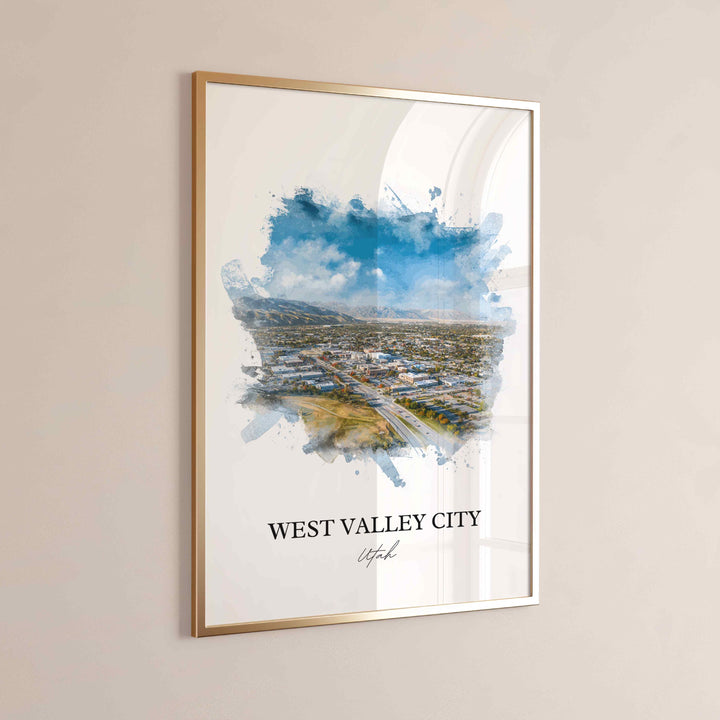 West Valley City, Utah Wall Art, Utah Print, Salt Lake City Watercolor Art, West Valley City Gift, Travel Print, Travel Poster, Housewarming Gift