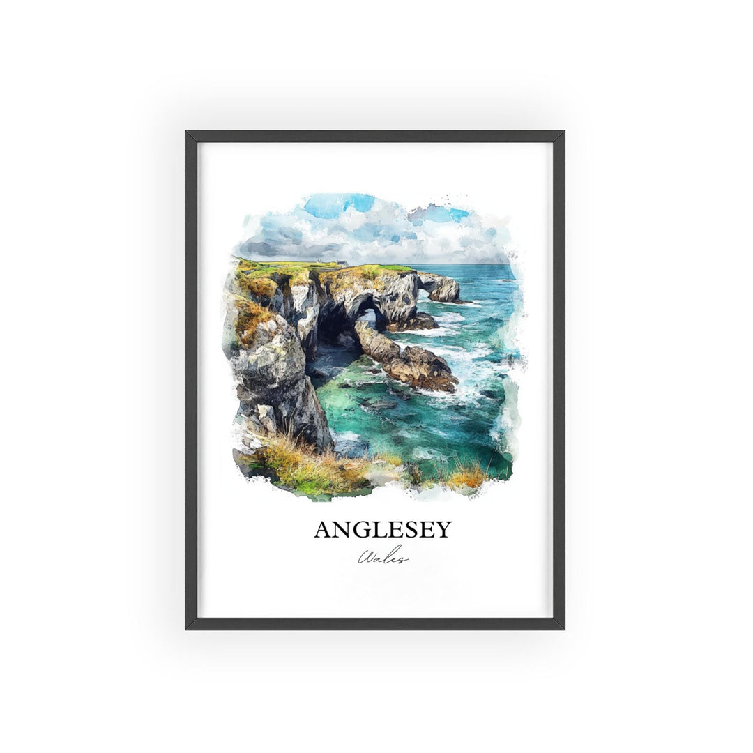 Anglesey Wall Art, Anglesey Wales Print, Wales Watercolor Art, Anglesey Gift, Travel Print, Travel Poster, Housewarming Gift