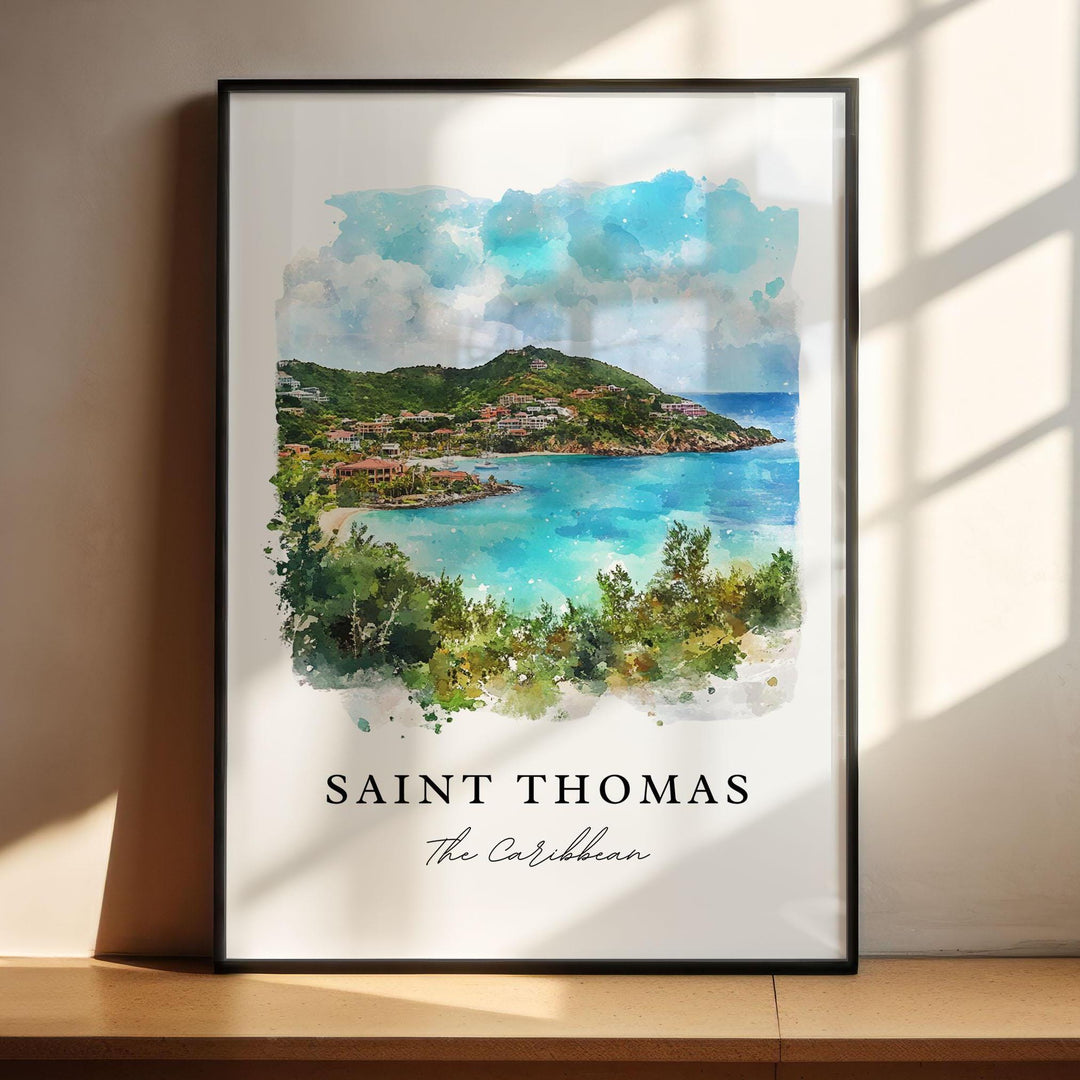 Saint Thomas Wall Art, St Thomas Print, St Thomas Watercolor Art, US Virgin Islands Gift,