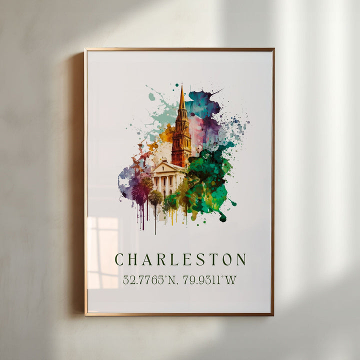 Charleston SC wall art - South Carolina, Charleston poster, Charleston Wedding gift, Birthday present, Custom Text, Personalised Gift