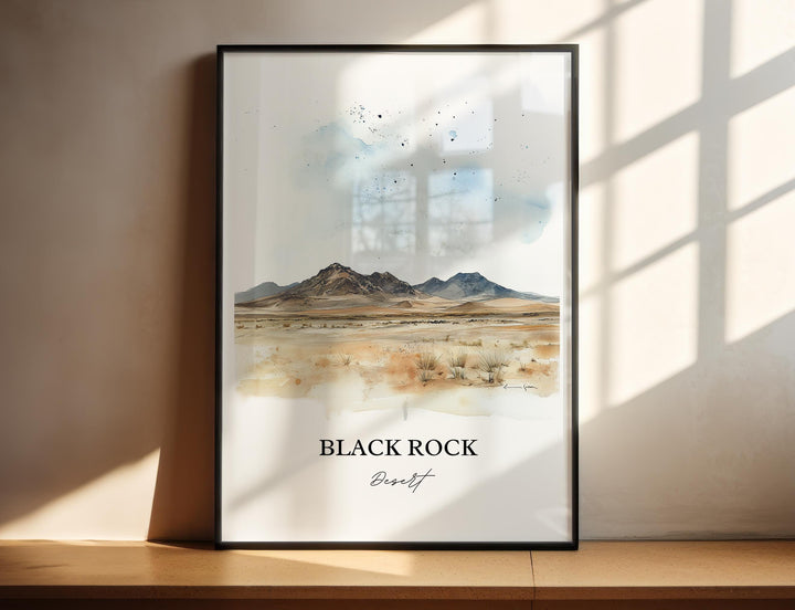 Black Rock Desert Wall Art, Nevada Print, Nevada Watercolor Art, Black Rock Desert Gift, Travel Print, Travel Poster, Housewarming Gift