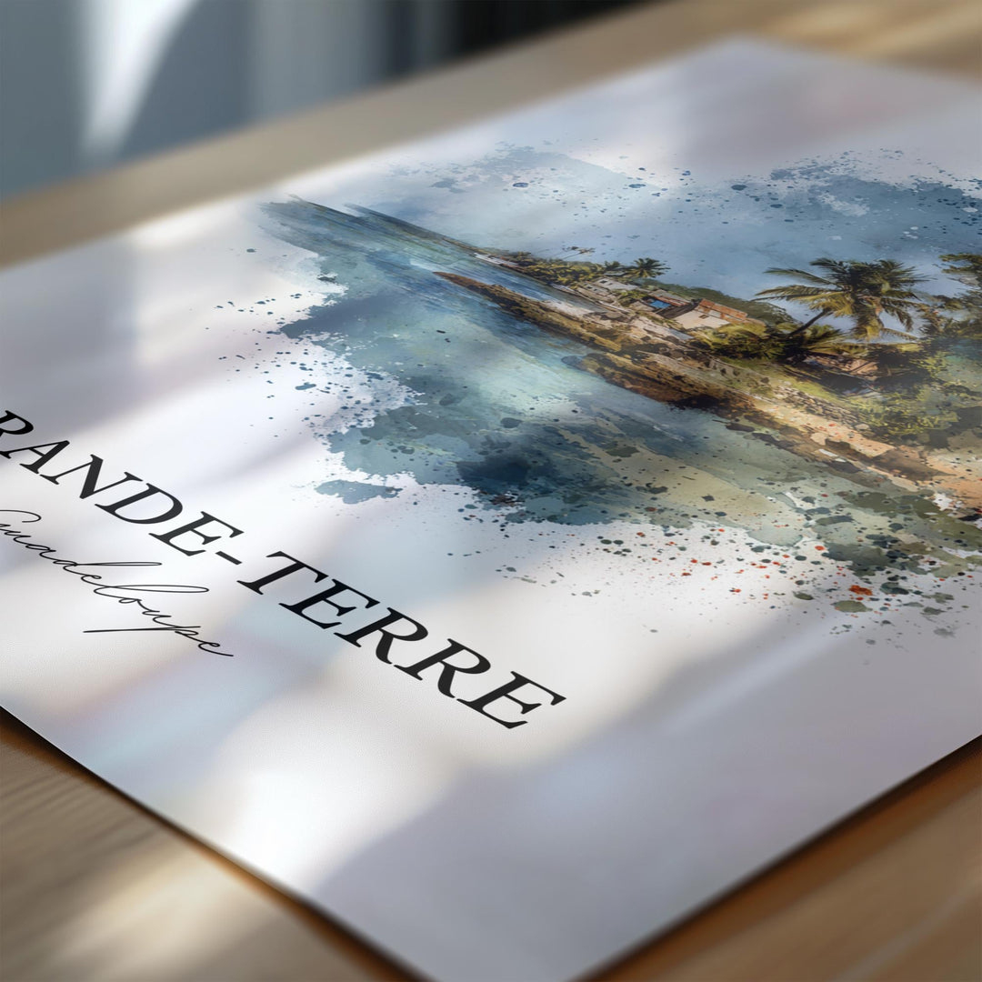 Grande-Terre Wall Art, Guadeloupe Print, Guadeloupe Watercolor Art, Guadeloupe Gift, Guadeloupe Print, Travel Poster, Housewarming Gift