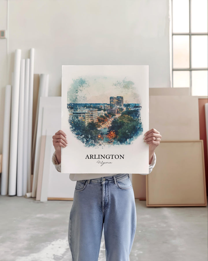 Arlington VA Wall Art, Arlington VA Print, Washington DC Watercolor, Arlington Virginia Gift, Travel Print, Travel Poster, Housewarming Gift
