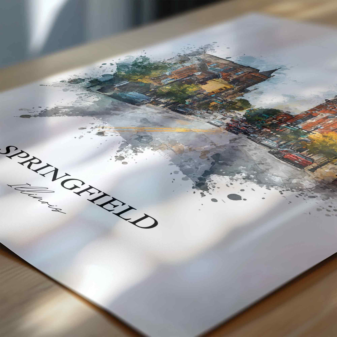 Springfield, Illinois – Watercolor Art Print