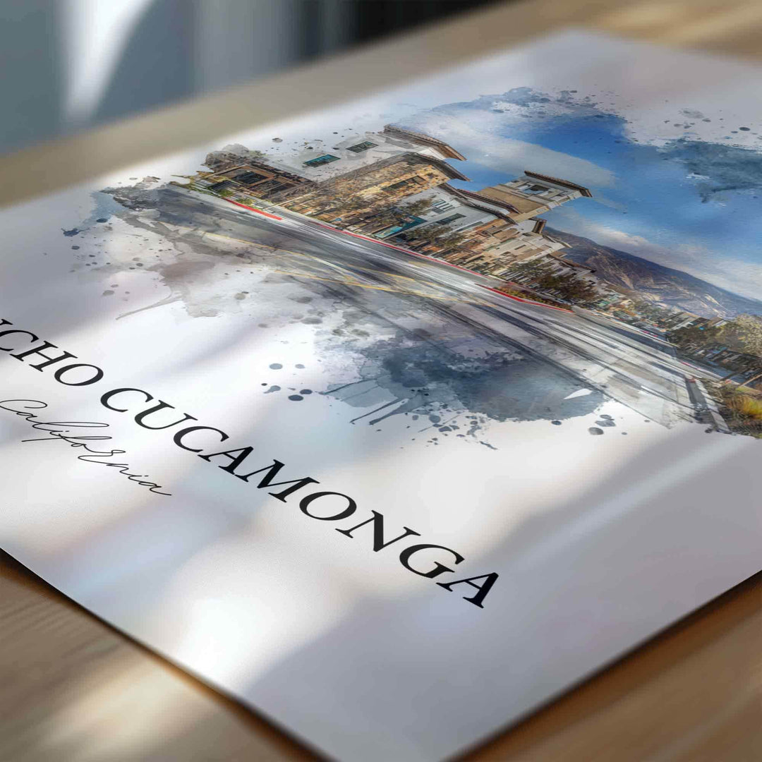 Rancho Cucamonga Art, Rancho Cucamonga Print, California Art, San Gabriel Mountains Gift, Travel Print, Travel Poster, Housewarming Gift