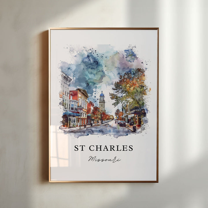 St Charles Missouri Wall Art, Saint Charles MO Print, St Charles Watercolor, Amsterdam Gift,