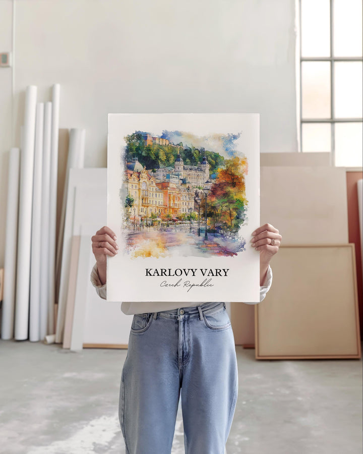 Karlovy Vary Wall Art, Czech Republic Print, Carlsbad Watercolor Art, Karlovy Vary Gift, Travel Print, Travel Poster, Housewarming Gift
