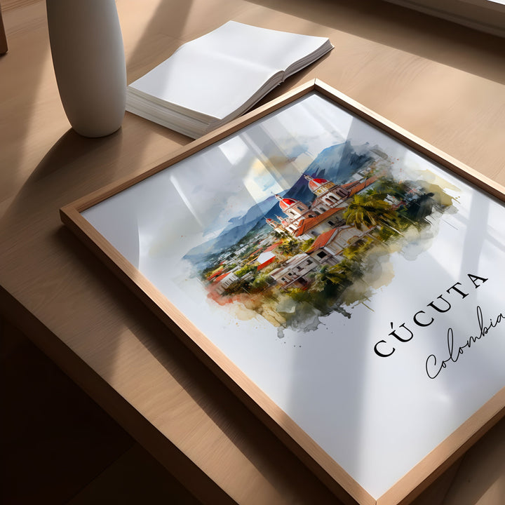 Cucuta traditional travel art - Colombia, Cucuta poster print, Wedding gift, Birthday present, Custom Text, Perfect Gift