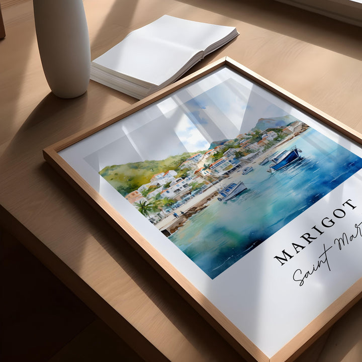 Marigot St Martin wall art - Saint Martin, Marigot poster, Marigot Bay Wedding gift, Birthday present, Custom Text, Personalized Gift