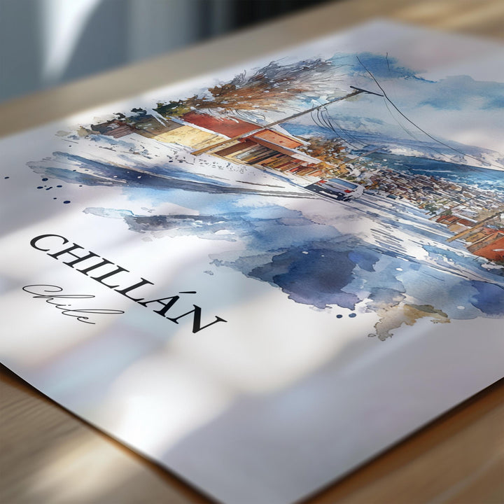 Chillán Chile Wall Art, Ñuble Region Print, Chile Watercolor Art, Chillán Chile Gift, Travel Print, Travel Poster, Housewarming Gift