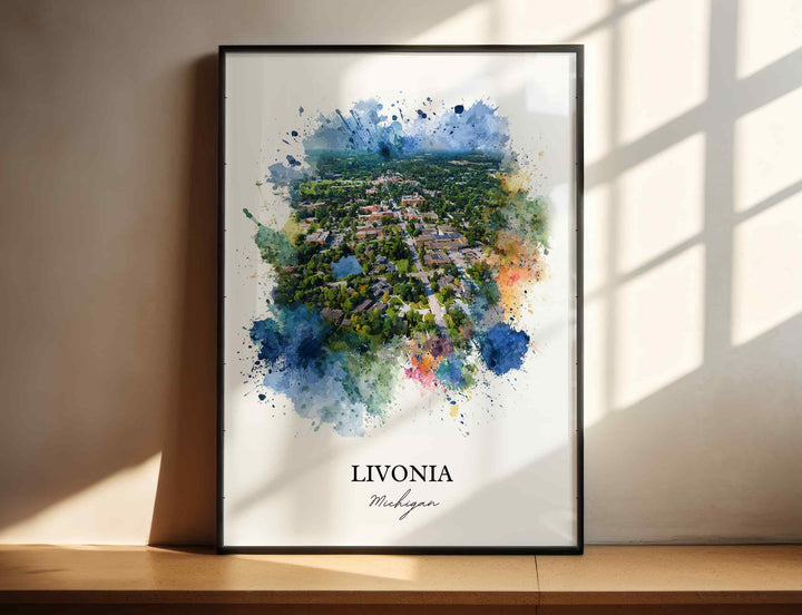Livonia, Michigan – Watercolor Art Print