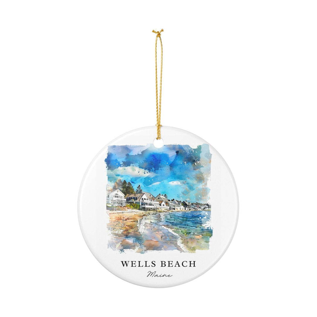 Wells Beach Ornament: Unique Wells Beach Maine Souvenir, Maine Xmas Decor, and Authentic Wells Beach ME Gift