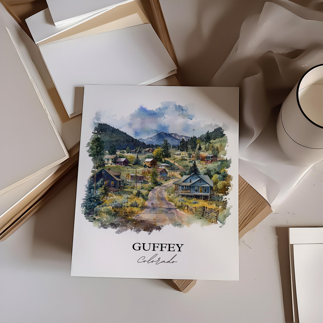 Guffey, Colorado, USA – Watercolor Art Print