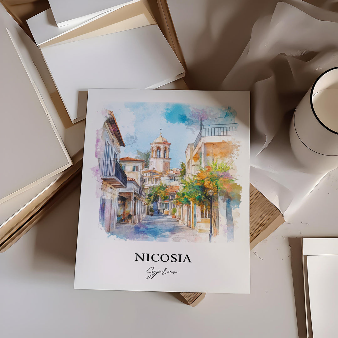 Nicosia Wall Art, Nicosia Cyprus Print, Cyprus Watercolor Art, Nicosia Cyprus Gift, Travel Print, Travel Poster, Housewarming Gift