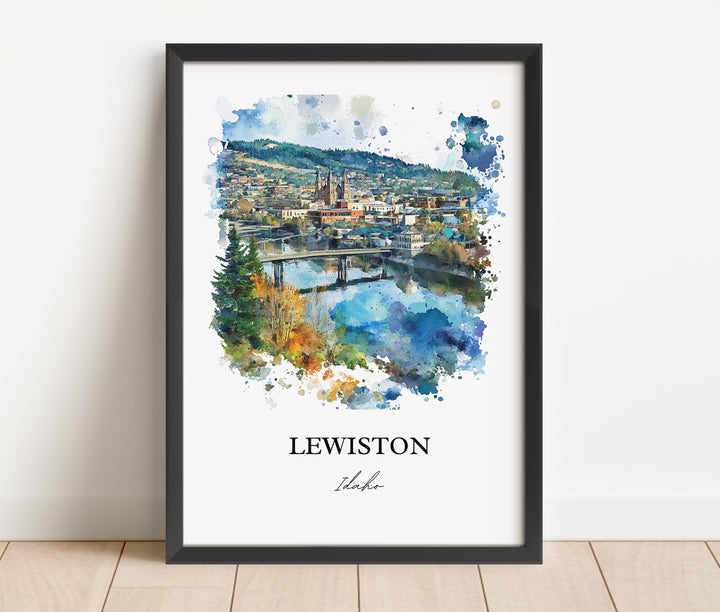 Lewiston Idaho Wall Art, Lewiston ID Print, Idaho Watercolor Art, Nez Perce County Gift, Travel Print, Travel Poster, Housewarming Gift