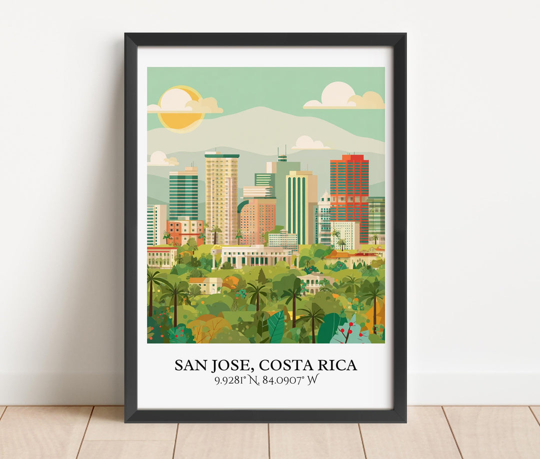 San Jose Art, San Jose Costa Rica Retro Art, Costa Rica Home Decor, Costa Rica Gift, Costa Rica Art, Travel Prints, Housewarming Gift