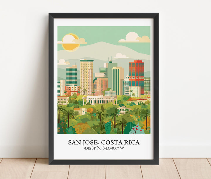 San Jose Art, San Jose Costa Rica Retro Art, Costa Rica Home Decor, Costa Rica Gift, Costa Rica Art, Travel Prints, Housewarming Gift