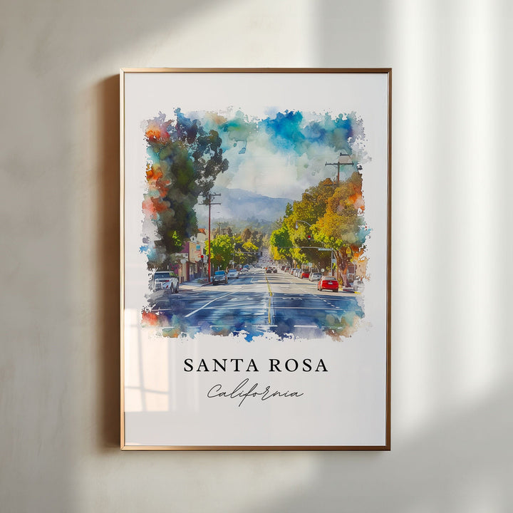 Sant Rosa Art Print, Sonoma Valley Print, California Wall Art, Sant Rosa Gift, Travel Print, Travel Poster, Travel Gift, Housewarming Gift