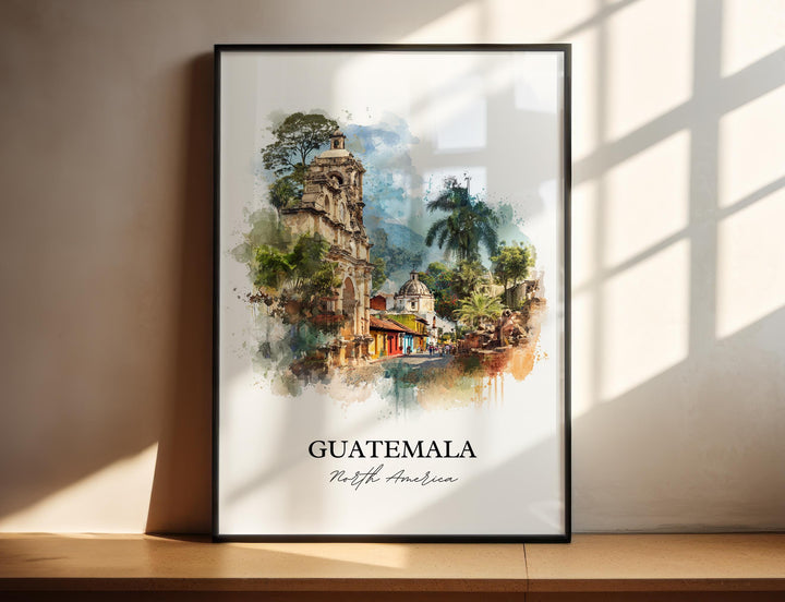 Guatemala Wall Art, Central America Print, Guatemala Watercolor Art, Guatemala Gift, Travel Print, Travel Poster, Housewarming Gift