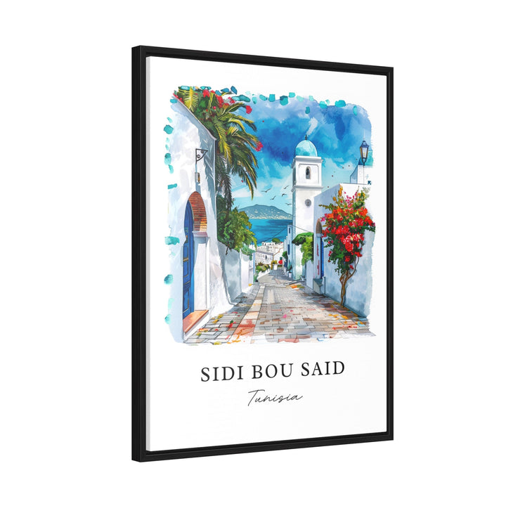 Sidi Bou Said Wall Art, Tunisia Print, Sidi Bou Said Watercolor, Tunisia Gift,