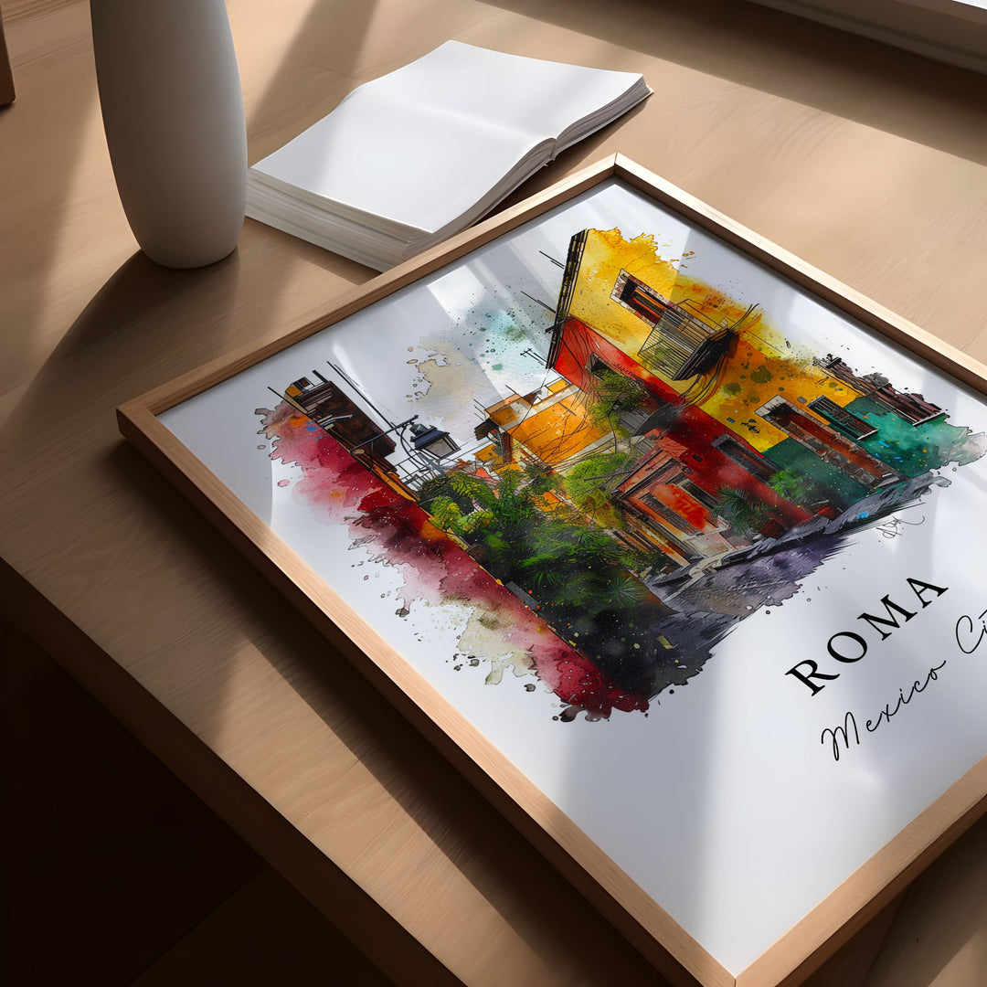 Roma Mexico City Wall Art, Roma Print, Roma CDMX Watercolor, Mexico City Gift,