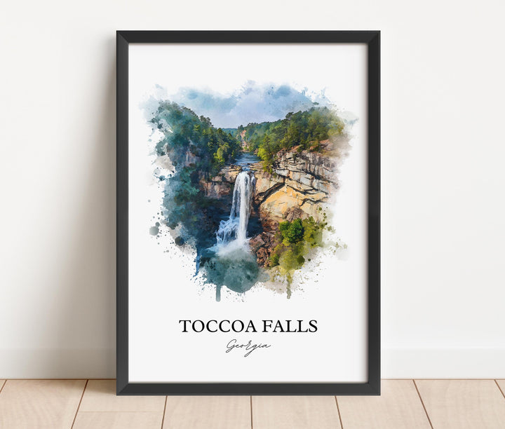 Toccoa Falls Wall Art, Stephens County Print, Georgia Watercolor Art, Toccoa Falls Gift, Travel Print, Travel Poster, Housewarming Gift