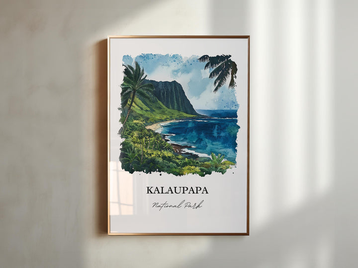 Kalaupapa Wall Art, Kalaupapa Hawaii Print, Molokai Watercolor Art, Molokai Gift, Travel Print, Travel Poster, Housewarming Gift
