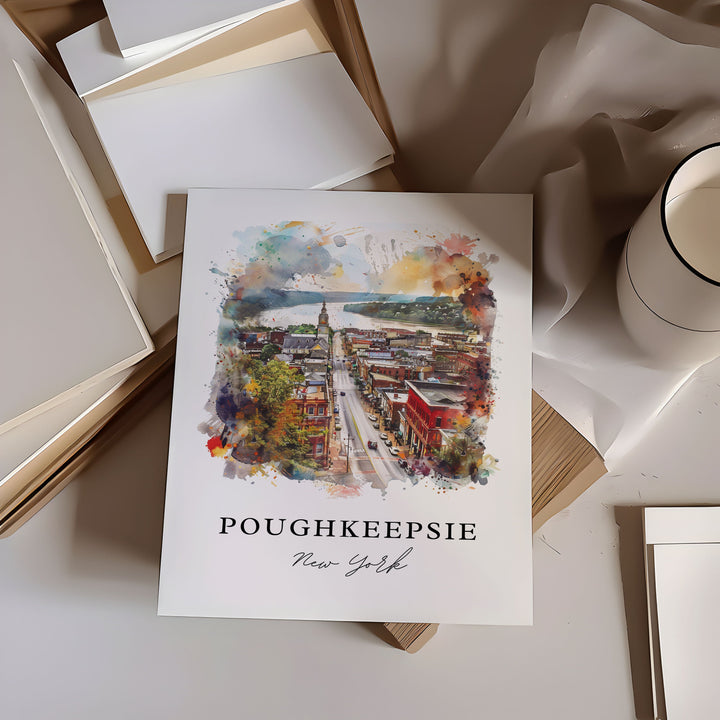 Poughkeepsie NY Wall Art, Dutchess County Print, Dutchess Cty Watercolor, Poughkeepsie Gift,