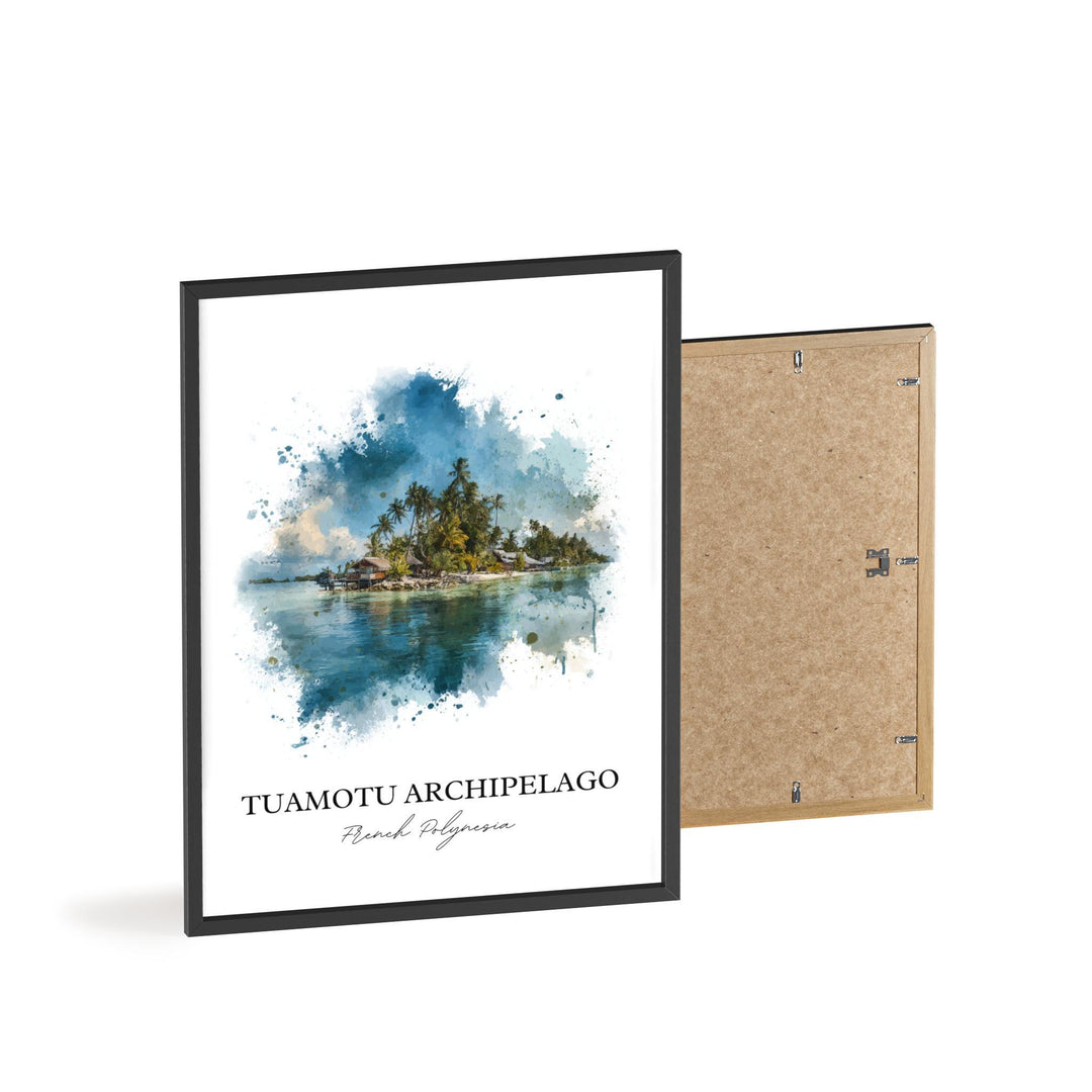 Tuamotu Archipelago Wall Art, Tuamotu Print, Polynesia Watercolor Art, French Polynesia Gift, Travel Print, Travel Poster, Housewarming Gift