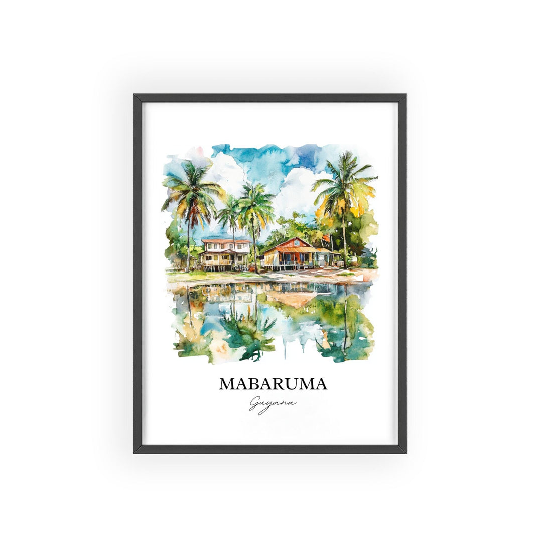 Mabaruma Wall Art, Guyana Print, Guyana Watercolor Art, Mabaruma Guyana Gift, Travel Print, Travel Poster, Housewarming Gift