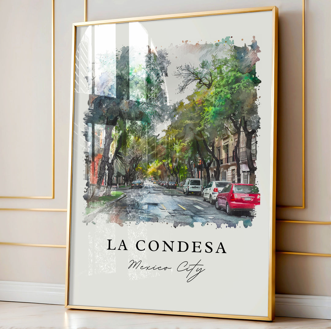 La Condesa CDMX Wall Art, CDMX Print, Mexico City Watercolor Artwork, Condesa Gift,