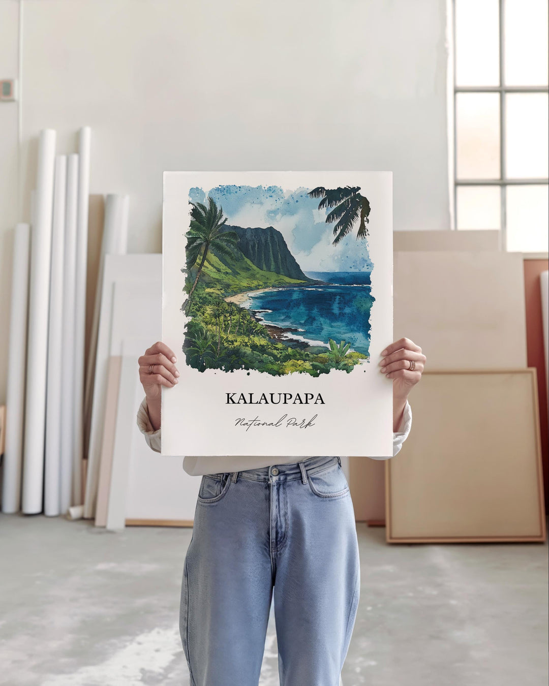 Kalaupapa Wall Art, Kalaupapa Hawaii Print, Molokai Watercolor Art, Molokai Gift, Travel Print, Travel Poster, Housewarming Gift