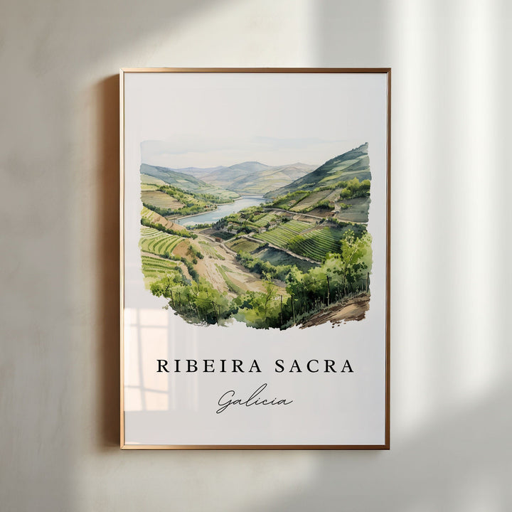 Ribeira Sacra traditional travel art - Galicia, Ribeira Sacra poster print, Wedding gift, Birthday present, Custom Text, Perfect Gift