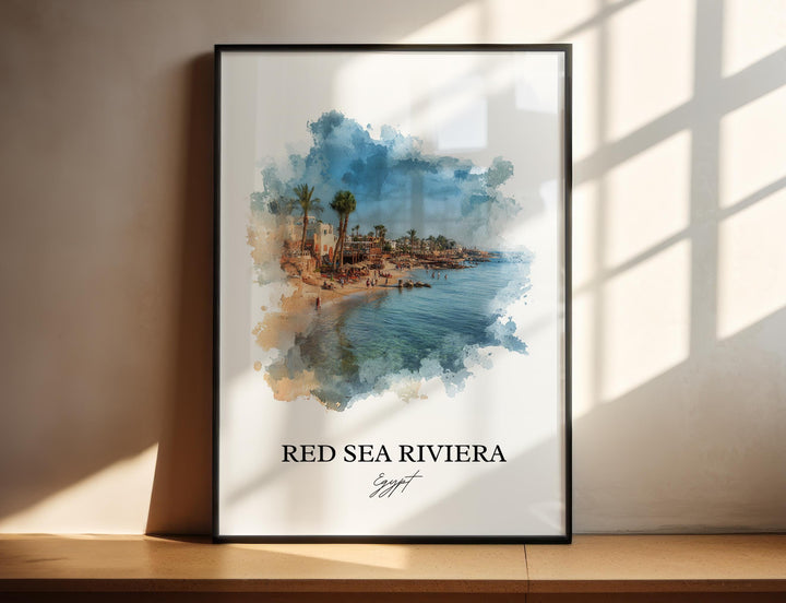 Red Sea Riviera Wall Art, Egypt Print, Egypt Watercolor Art, Red Sea Riviera Gift, Travel Print, Travel Poster, Housewarming Gift