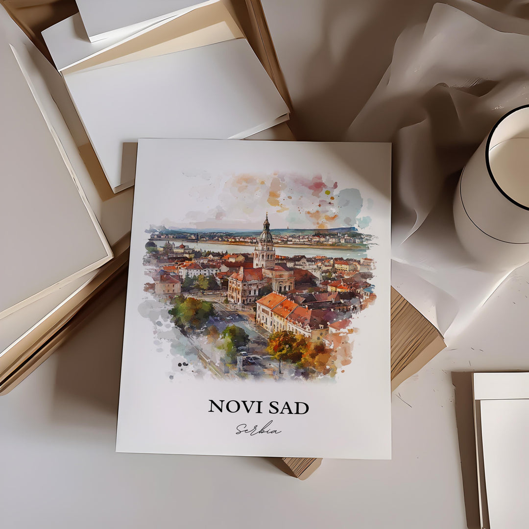 Novi Sad Wall Art, Vojvodina Province Print, Serbia Watercolor Art, Novi Sad Serbia Gift, Travel Print, Travel Poster, Housewarming Gift