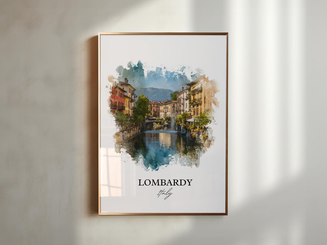 Lombardy Italy Wall Art, Lombardy Print, Italy Watercolor Art, Lombardy Italy Gift, Lombardy Travel Print, Travel Poster, Housewarming Gift