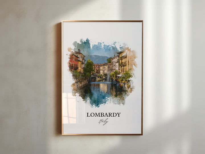 Lombardy Italy Wall Art, Lombardy Print, Italy Watercolor Art, Lombardy Italy Gift, Lombardy Travel Print, Travel Poster, Housewarming Gift