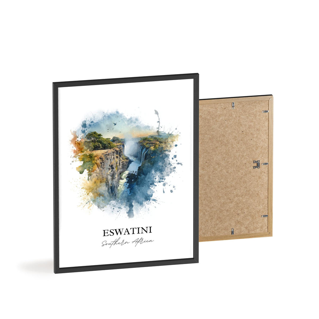 Eswatini Wall Art, Eswatini Print, South Africa Watercolor Art, Eswatini Gift, Travel Print, Travel Poster, Housewarming Gift