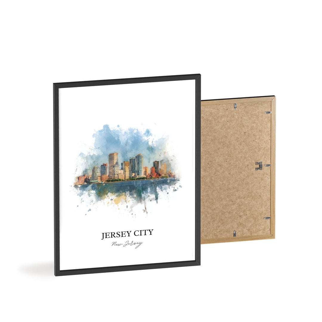 Jersey City NJ Wall Art, Jersey City Print, Jersey City Watercolor Art, Jersey City Gift, Travel Print, Travel Poster, Housewarming Gift
