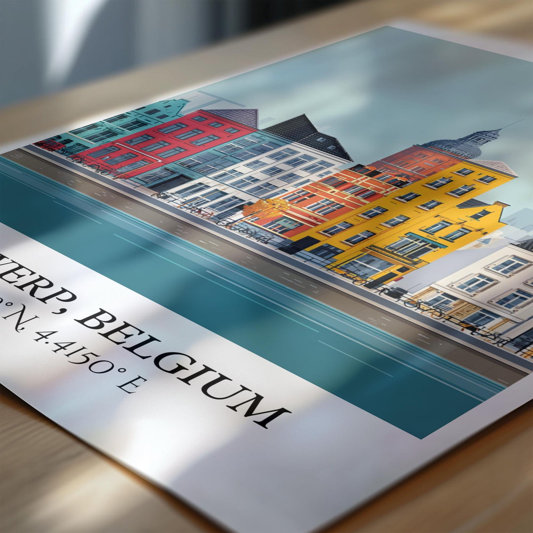 Antwerp Art, Antwerp Retro Travel Art, Antwerp Home Decor, Antwerp Gift, Belgium Travel Art, Travel Prints, Housewarming Gift