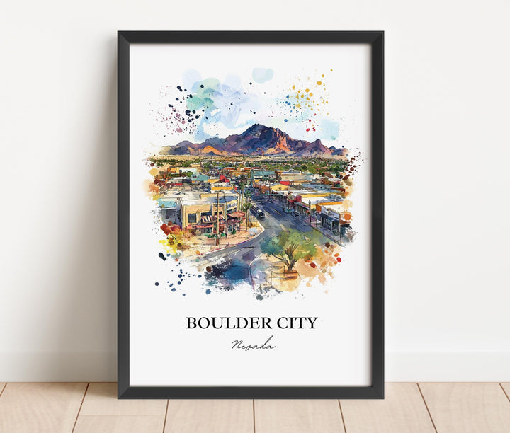 Boulder City NV Wall Art, Boulder City Nevada Print, Nevada Watercolor, Boulder City Gift, Travel Print, Travel Poster, Housewarming Gift