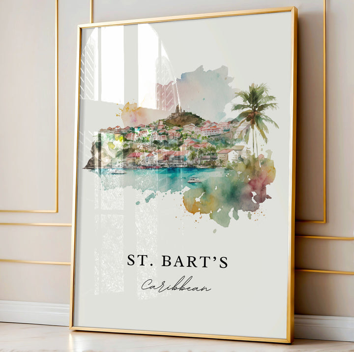 St. Bart's Caribbean wall art - Caribbean, St Barts poster, Saint Barts Wedding gift, Birthday present, Custom Text, Personalised Gift