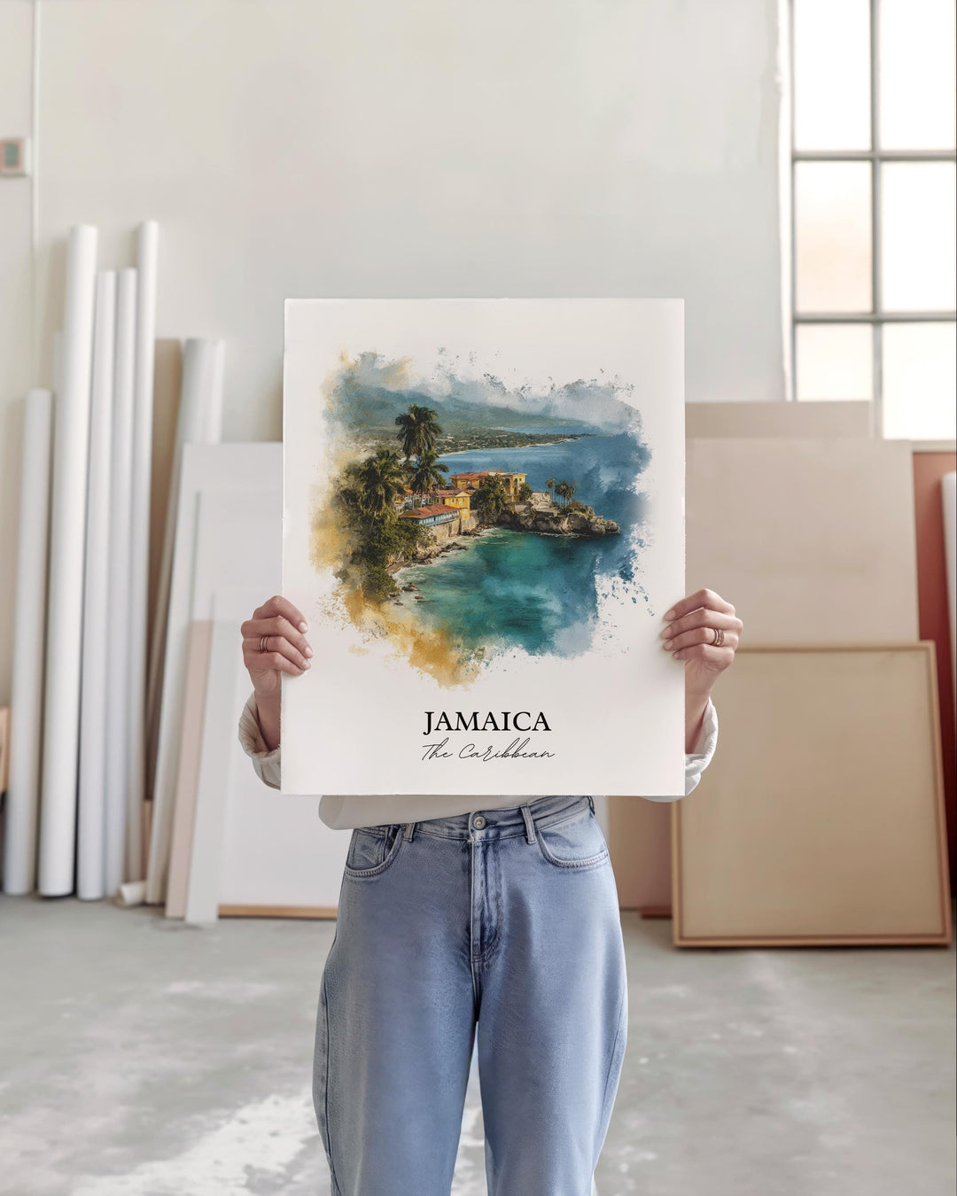 Jamaica Wall Art, Jamaica Print, Caribbean Watercolor Art, Jamaica Gift, Travel Print, Travel Poster, Housewarming Gift