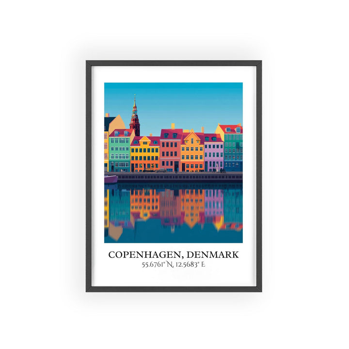Copenhagen Art, Copenhagen Retro Travel Art, Copenhagen Home Decor, Denmark Gift, Denmark Travel Art, Travel Prints, Housewarming Gift
