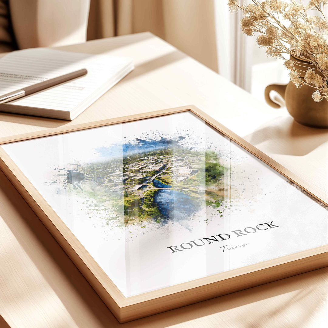 Round Rock, Texas – Watercolor Art Print