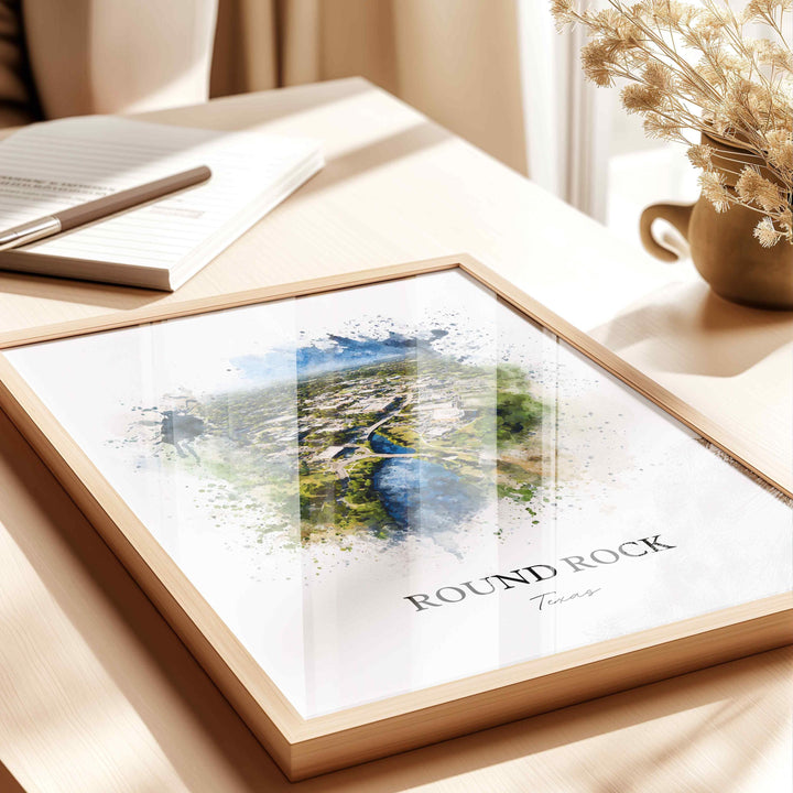 Round Rock, Texas – Watercolor Art Print